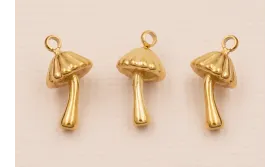 Colgante Seta 15*7mm Acero Inox. 316 L Oro / Cuentas Metálicas de Acero Inoxidable