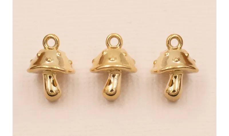 Colgante Seta 12*12mm Acero Inox. 316 L Oro / Cuentas Metálicas de Acero Inoxidable