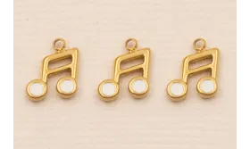 Colgante Nota Musical 9*7 Blanco Acero Inox / Cuentas Metálicas de Acero Inoxidable