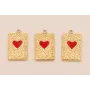 Colgante Rectángulo 14*12mm con corazón Rojo Acero / Cuentas Metálicas de Acero Inoxidable