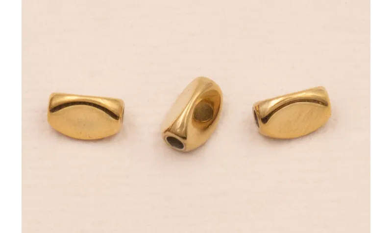 Tubo Triangular Pasante 7*4mm Acero Inox 316 L Oro / Cuentas Metálicas de Acero Inoxidable