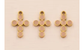 Colgante Cruz 12*7mm Acero Inox 316L Esmalte Rosa / Cuentas Metálicas de Acero Inoxidable