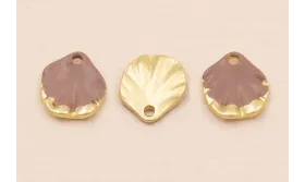 Concha estriada de 10mm Oro Mate y Morado / Cuentas Metálicas de Latón / Zamak
