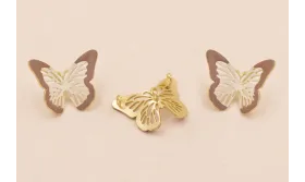 Colgante Mariposa bicolor 18*16mm Blanca Cardenal / Cuentas Metálicas de Latón / Zamak