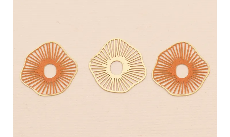 Colgante Forma Radiante 20mm Oro Mate y Rosa / Cuentas Metálicas de Latón / Zamak