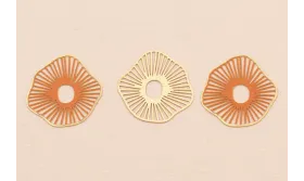 Colgante Forma Radiante 20mm Oro Mate y Rosa / Cuentas Metálicas de Latón / Zamak