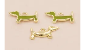 Colgante Perro salchicha 15*7 Ac. Inox 316 L verde / Cuentas Metálicas de Acero Inoxidable