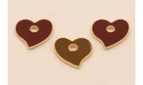 Pieza para Colgar Corazón 15*18*2mm emsalte marrón / Cuentas Metálicas de Latón / Zamak