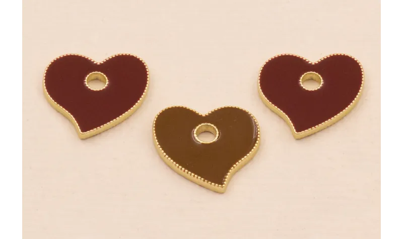 Pieza para Colgar Corazón 15*18*2mm emsalte marrón / Cuentas Metálicas de Latón / Zamak