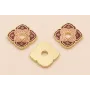 Pieza para Colgar Cuadrado 15*15*2mm Grana y Rosa / Cuentas Metálicas de Latón / Zamak