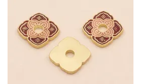 Pieza para Colgar Cuadrado 15*15*2mm Grana y Rosa / Cuentas Metálicas de Latón / Zamak