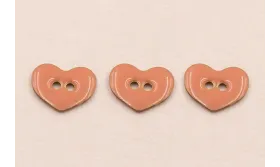 Pieza Corazón esmaltado 11*9mm Rosa 2 agujeros / Cuentas Metálicas de Latón / Zamak