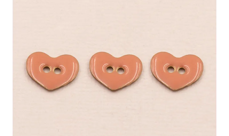 Pieza Corazón esmaltado 11*9mm Rosa 2 agujeros