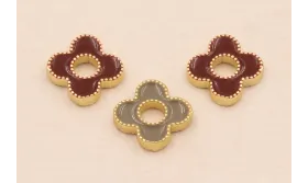 Pieza para Colgar Flor 8*8*2mm Grana y Gris / Cuentas Metálicas de Latón / Zamak