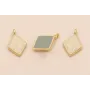 Colgante rombo 8*6 esmalte Blanco y Gris / Cuentas Metálicas de Latón / Zamak