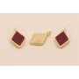 Colgante rombo 8*6 esmalte Crema y Granate / Cuentas Metálicas de Latón / Zamak