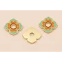 Colgante Pieza Flor 16*2mm Turquesa y Naranja / Cuentas Metálicas de Latón / Zamak