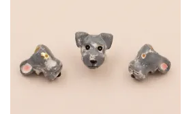 Entrepieza Cabeza Fox Terrier Gris 12*15*18mm / Cuentas Metálicas de Latón / Zamak