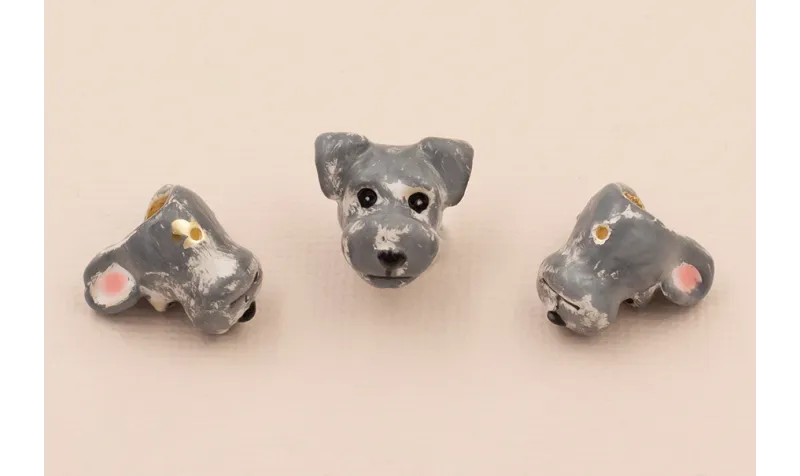 Entrepieza Cabeza Fox Terrier Gris 12*15*18mm / Cuentas Metálicas de Latón / Zamak
