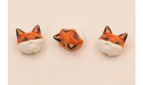 Entrepieza Cabeza Zorro Marrón y Blanco 13*13*8mm / Cuentas Metálicas de Latón / Zamak