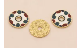 Colgante Disco 17*2mm Esmalte Blanco verde y rojo / Cuentas Metálicas de Latón / Zamak