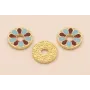 Colgante Disco 12*2mm Esmalte Azul y Granate / Cuentas Metálicas de Latón / Zamak
