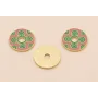 Colgante Disco 20*2mm Esmalte Rosa y verde / Cuentas Metálicas de Latón / Zamak