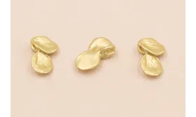 Colgante doble hoja 12*7mm Oro Mate / Cuentas Metálicas de Latón / Zamak