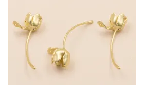 Colgante Flor 50*15mm Oro Mate / Cuentas Metálicas de Latón / Zamak