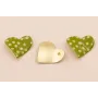 Colgante Corazón 35*30 Verde Lunares Rosas O.Mate / Cuentas Metálicas de Latón / Zamak