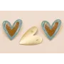 Colgante Corazón 35*30 Azul, Marrón motas mostaza / Cuentas Metálicas de Latón / Zamak