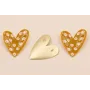 Colgante Corazón 35*30 Marrón Blanco y Rosas / Cuentas Metálicas de Latón / Zamak