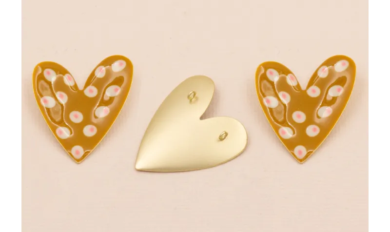 Colgante Corazón 35*30 Marrón Blanco y Rosas