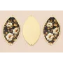 Ovalo 60*33  Oro Mate Rosas Blancas Fondo Negro / Cuentas Metálicas de Latón / Zamak