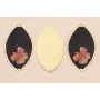 Ovalo 60*33  Oro Mate Flor Rosa Fondo Negro / Cuentas Metálicas de Latón / Zamak