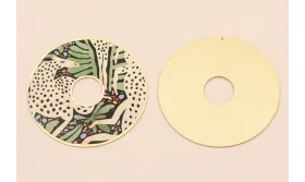 Disco 60mm  Oro Mate Cebras y Hojas / Cuentas Metálicas de Latón / Zamak
