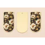 Pieza 50*25 Oro mate Rosas Blancas Fondo Negro / Cuentas Metálicas de Latón / Zamak