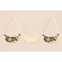 Colgante lágrima 58*37mm Rosas Blancas Fondo Negro / Cuentas Metálicas de Latón / Zamak