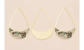Colgante lágrima 58*37mm Oro Mate Cebras y Hojas / Cuentas Metálicas de Latón / Zamak
