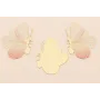 Pareja de Mariposas 45*34 Oro Mate, Blanco  y Rosa / Cuentas Metálicas de Latón / Zamak