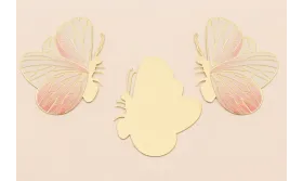 Pareja de Mariposas 45*34 Oro Mate, Blanco  y Rosa / Cuentas Metálicas de Latón / Zamak