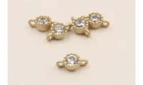 Pieza Brillo de 3mm con 2 anillas Oro / Cuentas Metálicas de Latón / Zamak