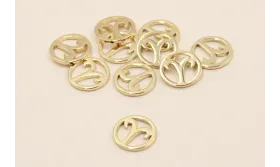 Disco 10mm signo Zodiaco Aries Oro / Cuentas Metálicas de Latón / Zamak