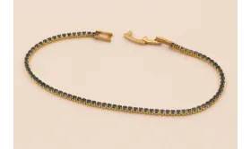 Pulsera Hecha 170mm strass 2mm Azul / Bases de Pulseras de Latón / Zamak