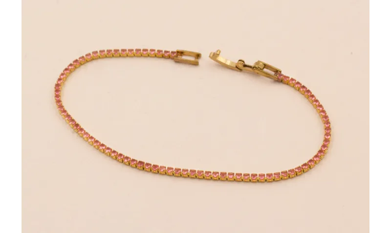 Pulsera Hecha 170mm strass 2mm Rosa / Bases de Pulseras de Latón / Zamak