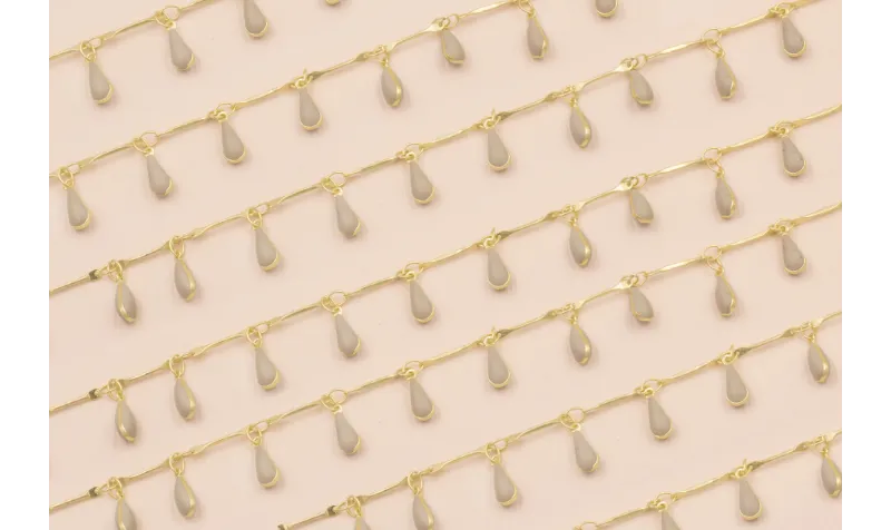 Cadena colgante gotas esmalte 8*3mm Gris / Cadenas de Latón / Zamak