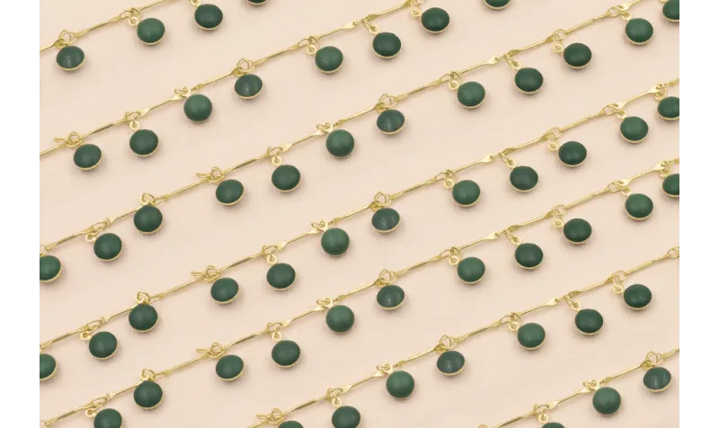 Cadena colgante Chapitas 7mm esmalte Verde / Cadenas de Latón / Zamak