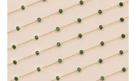 Cadena Acero Inox engarzada Verde esmeralda 3mm / Cadenas de Acero Inoxidable