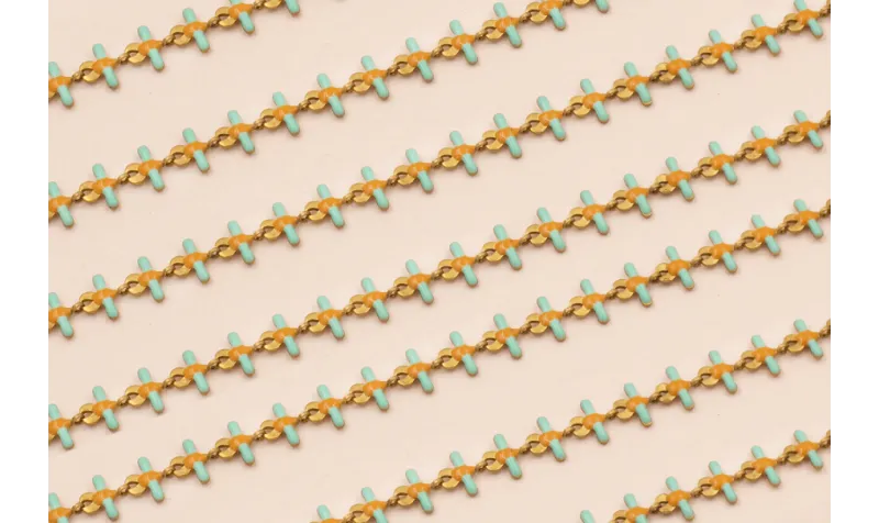 Cadena Listones de 7mm Turquesa y Rojizo / Cadenas de Latón / Zamak