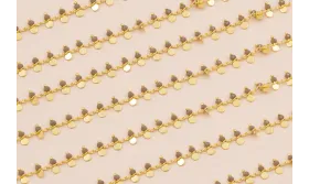 Cadena Discos 3mm con Piedra Gris Baño Oro / Cadenas de Latón / Zamak